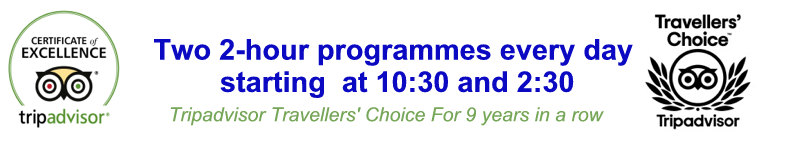 Two 2-hr programmes at 10:30 & 2:30: Tripadvisor Travellers' Choice for 9 years in a row Two 2-hr programmes at 10:30 & 2:30: Tripadvisor Travellers' Choice for 9 years in a row