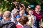 Raptor on a boy's head at Eagles Flying, County Sligo, North West Ireland Raptor on a boy's head at Eagles Flying, County Sligo, North West Ireland