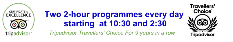 Two 2-hr programmes at 10:30 & 2:30:  Tripadvisor Travellers' Choice for 9 years in a row